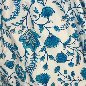 Draper James Flutter Ruffle Strap Midi Dress Blue Floral Paisley Cottagecore med thumbnail 7