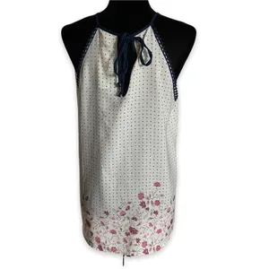 Stitch Fix Kaileigh Womens Top Sz L Rafael Crochet Trim Halter Blouse‎ Blue NEW thumbnail 4