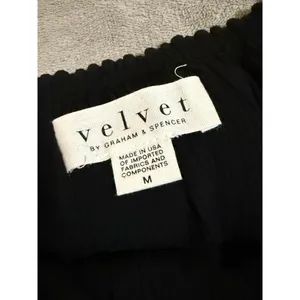 NWT Velvet Black Blouse Teasels Off-Shoulder Bohemian Crop‎ Size Medium thumbnail 3