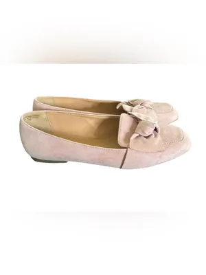 Talbots Stella Bow Loafer Sz 8M Pink Suede Modern Square Toe Business Casual thumbnail 2