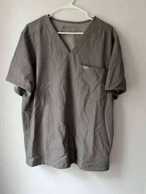 Figs V-Neck Scrub Top in Heather Gray thumbnail 1