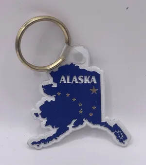 Alaska State Shape and Flag Travel‎ Souvenir Keychain Key Ring thumbnail 1