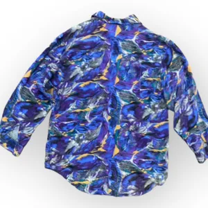 Kikomo Vintage Silk Hawaiian Tropical Print Button up Blouse‎ Size S thumbnail 3