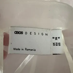 ASOS DESIGN White Sheer Organza Ruffle Halter Top High Neck Sleeveless‎ Size 4 thumbnail 3