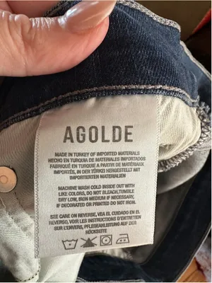AGOLDE Sophie Mid Rise Ankle Skinny Jeans Dark Wash Frayed Raw Hem Size 31 thumbnail 4
