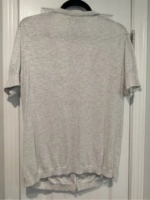 Banana Republic Size XL Light Gray 100% Cotton Short Sleeve Button Cardigan thumbnail 6