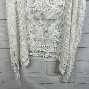 Womens size XL One Size Kimono Bohemian Crochet Lace Boho Coverup Festival White thumbnail 6