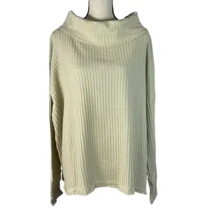 Free People Medium Thermal Top Juicy Cowl Neck Split Back Long Sleeve Stone Cold thumbnail 3