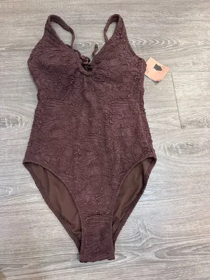 Shade & Shore Brown Cheeky One‎ Piece Swimsuit Size Small NWT thumbnail 3