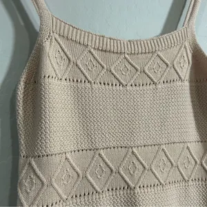 Hello Molly Knit Mini Dress Beige Cotton Bodycon Sweater Dress 6 Fitted Summer thumbnail 4