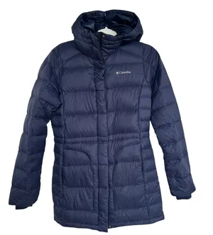 Columbia Women's Navy Blue Hexbreaker 600 Down Hooded Jacket, Size XS, Pre-Loved thumbnail 1