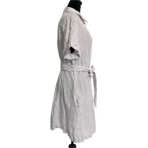 Hill House Size Large Linen The Laura Dress Lilac Stripe $165 thumbnail 4