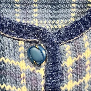 Pendleton Country Sophisticates Wool Blend Blue Plaid Cardigan Sweater size S thumbnail 4