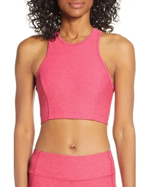 Outdoor Voices Athena Crop Tank Top Flamingo Pink Racerback Sports Bra XS thumbnail 1