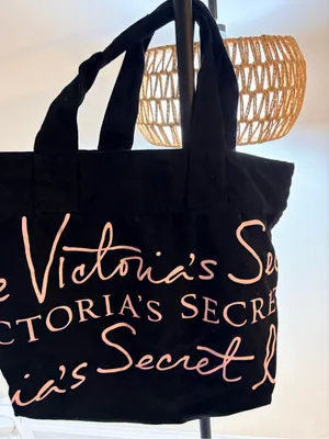 PINK Victoria's Secret Black Tote with Pink Script thumbnail 2