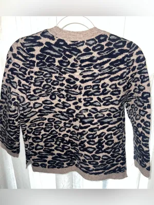 Ann Taylor NWT Merino Wool Alpaca Blend Leopard Button Down Sweater Cardigan SM thumbnail 7
