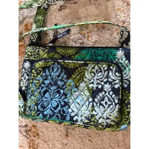 Vera Bradley Y2k Green Blue Paisley Quilted Cotton Crossbody Bag Organizer thumbnail 2