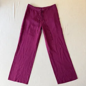 Spiegel Costal Linen Pants 2P Magenta Purple Wide Leg Drawstring Trousers thumbnail 3