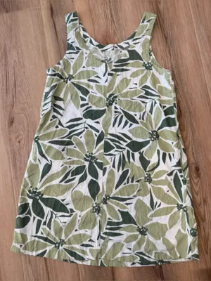 Nicole Miller Green Floral Linen Blend Tank Shift Dress thumbnail 2