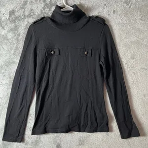 Aldo Martins Black Turtleneck Sweater Button Detail Ribbed Collar Minimalist 6‎ thumbnail 1