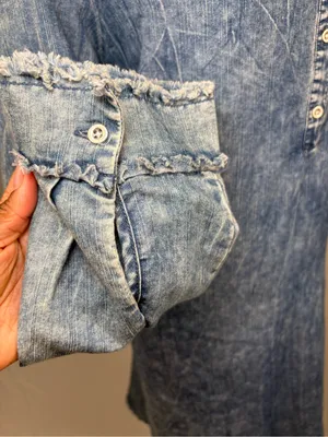Shirt Dress Denim Button-Front Shirt Dress - Blue thumbnail 14