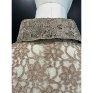 Floral Lace Blouse Button Down See Through Beige Long Sleeve Romantic Boho Chic thumbnail 8