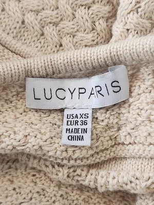 Lucy Paris Beige Knit Cropped Sweater with Puffy Sleeves Size XS thumbnail 8