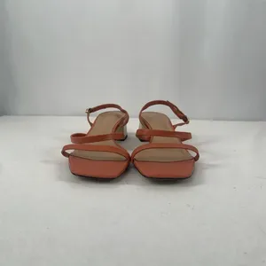 Pedro Square Toe Heeled Sandal in Rust Size 9 or 39‎ Red thumbnail 6