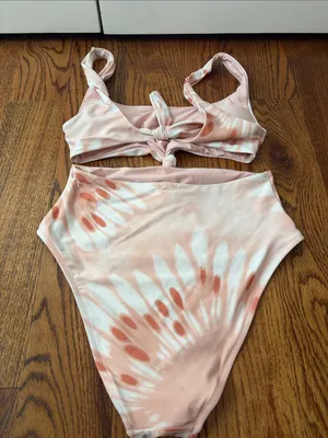 aerie Tie-Dye Cutout One-Piece Swimsuit in Peach Size Medium thumbnail 3