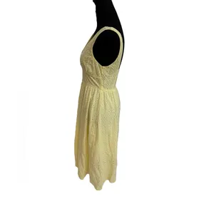 Love Bonito V-Neck Eyelet Midi Dress in Pale Yellow thumbnail 5