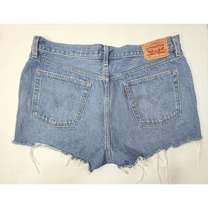 Levi's‎ 501 Original Womens Denim Short Distressed Raw Edge Blue Jean Size W33 thumbnail 11