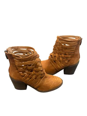 Free People Women's Carrera Leather Tan Strappy Zip Ankle Boots $198 EU 38 US 8 thumbnail 2