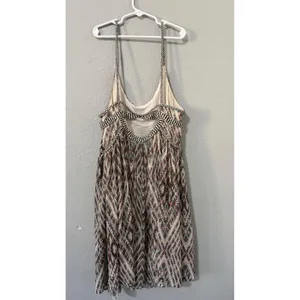 Free People Mini Dress M Multi Geometric Diamond Print Open Back Boho Ethereal thumbnail 12