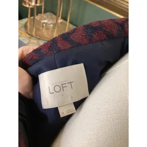 Ann Taylor Loft Womens Burgundy Navy Leopard Print Wool Blend Car Coat Size M thumbnail 6