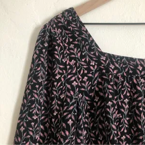 Ann Taylor Loft Floral Square Neck Long Sleeve Lightweight Blouse Top Medium thumbnail 2