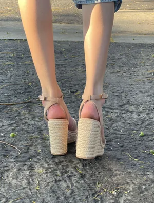 Clear Strap Espadrille Platform Wedges Tan Size 8 thumbnail 2