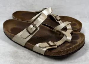 Birkenstock Mayari Pearl White Birko-Flor Toe Loop Sandals Womens 39 Regular thumbnail 1