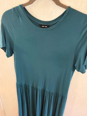 Saint + Sofia Teal Green Tiered Maxi Dress Short Sleeve Size 6 thumbnail 3