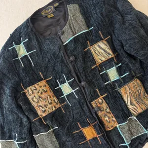 Alex Kin Vintage Patchwork‎ Animal Print Jacket Black Missy Large Art to Wear thumbnail 16