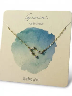 Francesca's Gemini Zodiac Constellation Necklace Gold Sterling Silver CZ New thumbnail 1