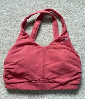 Gymshark Ruched Sports Bra‎ Pink Drawstring Back Size Small thumbnail 1