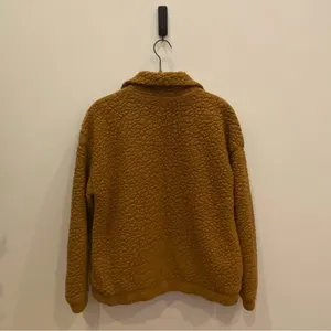 Pink Rose Teddy‎ Fleece Jacket Camel Brown Zip Front Sherpa Coat Women's Small thumbnail 5