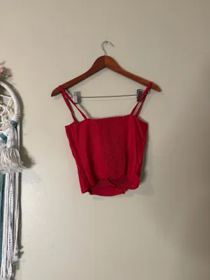 Reformation Emery Linen Top Red Size 2 thumbnail 5