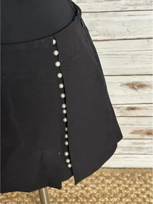 Zara Basic black pearl embellished wrap-style skort XS minimalist modern classic thumbnail 2