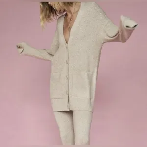 Zara Women's Elegant Beige Knit Cardigan Sweater S thumbnail 2