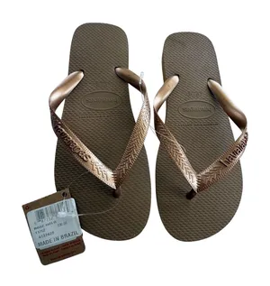 Havaianas Womens Flip Flops 11/12 Rose Gold Slim Metallic Sandals NWT Beach thumbnail 1
