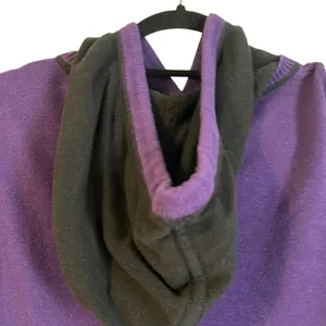 Lauren Ralph Lauren Women 1X Knit Hoodie Purple Black Kangaroo Pocket Boho thumbnail 7