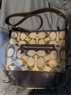 Coach Brown Signature Canvas Shoulder Bag with Dark Brown Leather Trim thumbnail 4