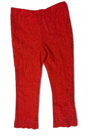Free People Bright Orange- Red Lace Cropped Pants thumbnail 1