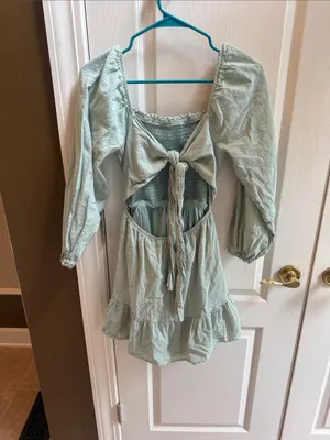 Altar'd State Women’s Sage Green Long Sleeve Smocked Dress thumbnail 2